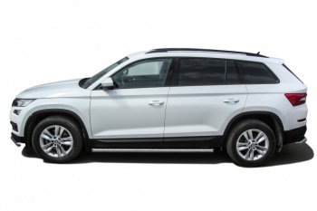 15 849 р. Защита порогов Slitkoff (Ø 57 мм, труба)  Skoda Kodiaq  NU7 (2017-2021) дорестайлинг (Нержавеющая сталь)  с доставкой в г. Керчь. Увеличить фотографию 3