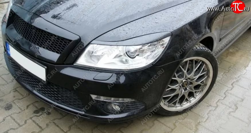 1 149 р. Реснички на фары Tuning-Sport Skoda Octavia A5 рестайлинг универсал (2008-2013) (Неокрашенные)  с доставкой в г. Керчь