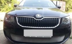 1 599 р. Сетка (для комплектации Active) на бампер Russtal (хром) Skoda Octavia A7 дорестайлинг лифтбэк (2012-2017)  с доставкой в г. Керчь. Увеличить фотографию 3