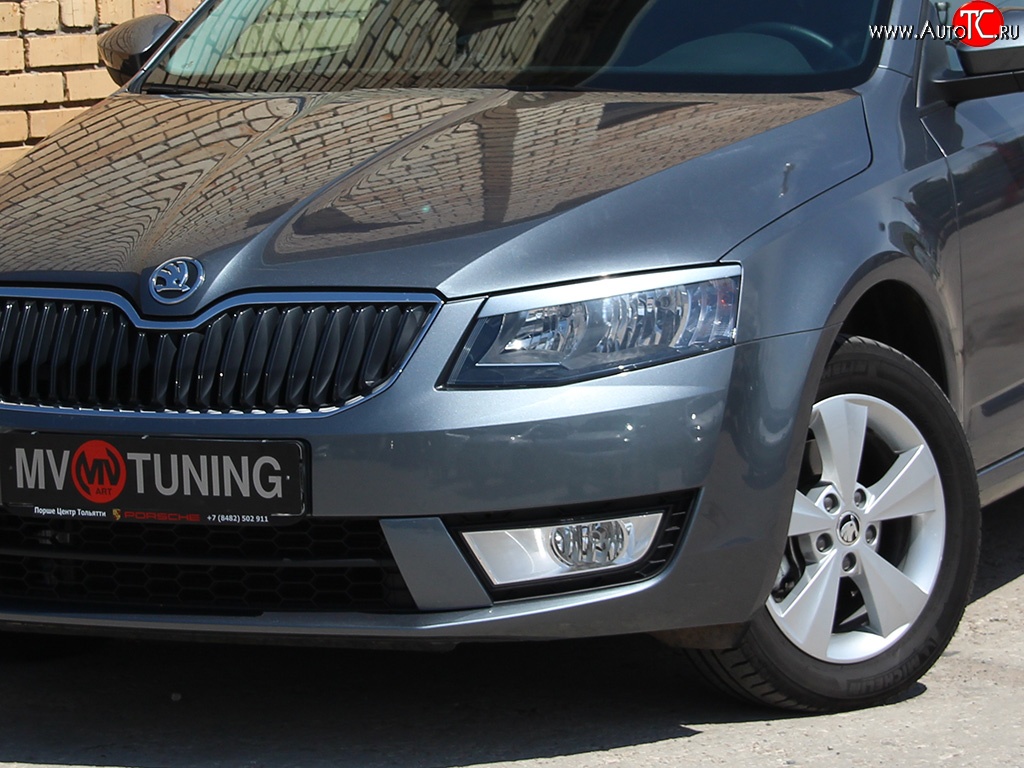1 149 р. Комплект ресничек на фары Sport  Skoda Octavia  A7 (2012-2017) дорестайлинг лифтбэк, дорестайлинг универсал (Неокрашенные)  с доставкой в г. Керчь