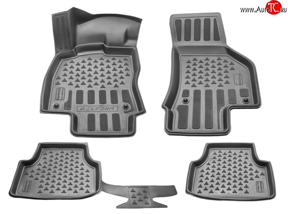 1 199 р. Комплект ковриков в салон Delform 4 шт. (полиуретан)  Skoda Octavia  A7 (2012-2020) дорестайлинг лифтбэк, дорестайлинг универсал, рестайлинг лифтбэк, рестайлинг универсал  с доставкой в г. Керчь