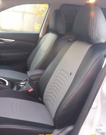 7 799 р. Чехлы для сидений (к-я Elegance, с подлокотником) Lord Autofashion Денвер (экокожа)  Skoda Octavia  A7 (2012-2017) дорестайлинг лифтбэк, дорестайлинг универсал (Чёрный, вставка серая)  с доставкой в г. Керчь. Увеличить фотографию 3