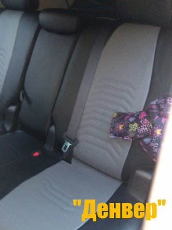 7 799 р. Чехлы для сидений (к-я Elegance, с подлокотником) Lord Autofashion Денвер (экокожа)  Skoda Octavia  A7 (2012-2017) дорестайлинг лифтбэк, дорестайлинг универсал (Чёрный, вставка серая)  с доставкой в г. Керчь. Увеличить фотографию 4