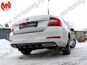 2 399 р. Накладка бампера (диффузор) MV-Tuning Skoda Octavia A7 дорестайлинг лифтбэк (2012-2017) (Глянец, Неокрашенная)  с доставкой в г. Керчь. Увеличить фотографию 2