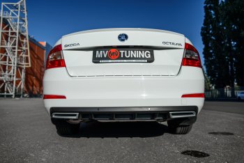 Накладка бампера (диффузор) MV-Tuning Skoda Octavia  A7 (2012-2020) дорестайлинг лифтбэк, рестайлинг лифтбэк (Поверхность шагрень)