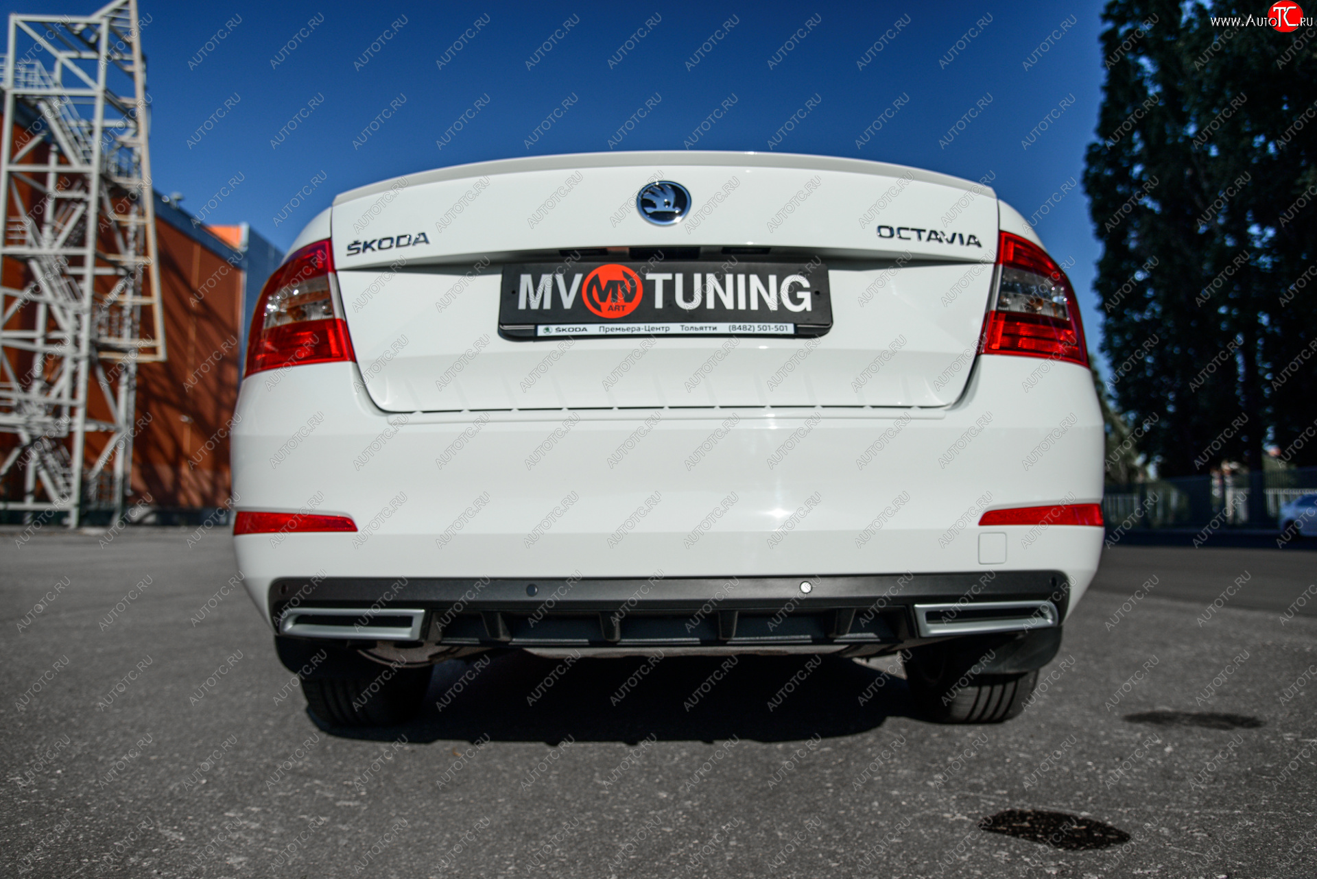 2 879 р. Накладка бампера (диффузор) MV-Tuning  Skoda Octavia  A7 (2012-2020) дорестайлинг лифтбэк, рестайлинг лифтбэк (Поверхность шагрень)  с доставкой в г. Керчь