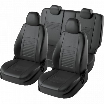 Чехлы для сидений (экокожа, РЗСиС, 2 П) Lord Autofashion Турин Skoda Octavia ( Tour A4 1U5,  Tour A4 1U2) (1996-2010) универсал дорестайлинг, лифтбэк дорестайлинг, лифтбэк рестайлинг, универсал рестайлинг (Черный, вставка черная)