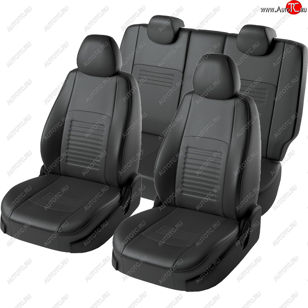 9 449 р. Чехлы для сидений (экокожа, РЗСиС, 2 П) Lord Autofashion Турин  Skoda Octavia ( Tour A4 1U5,  Tour A4 1U2) (1996-2010) универсал дорестайлинг, лифтбэк дорестайлинг, лифтбэк рестайлинг, универсал рестайлинг (Черный, вставка черная)  с доставкой в г. Керчь