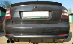 2 299 р. Накладка на задний бампер CT v2 Skoda Octavia A5 рестайлинг универсал (2008-2013) (Неокрашенная)  с доставкой в г. Керчь. Увеличить фотографию 2