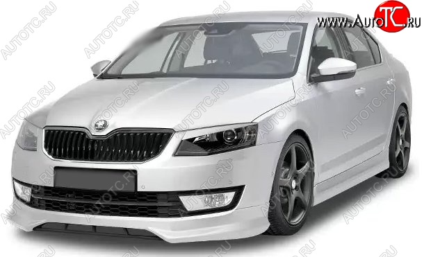 5 999 р. Накладка на передний бампер CT Skoda Octavia A7 дорестайлинг лифтбэк (2012-2017) (Неокрашенная)  с доставкой в г. Керчь