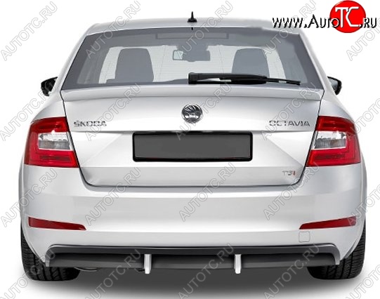 5 999 р. Накладка на задний бампер CT Skoda Octavia A7 дорестайлинг универсал (2012-2017) (Неокрашенная)  с доставкой в г. Керчь