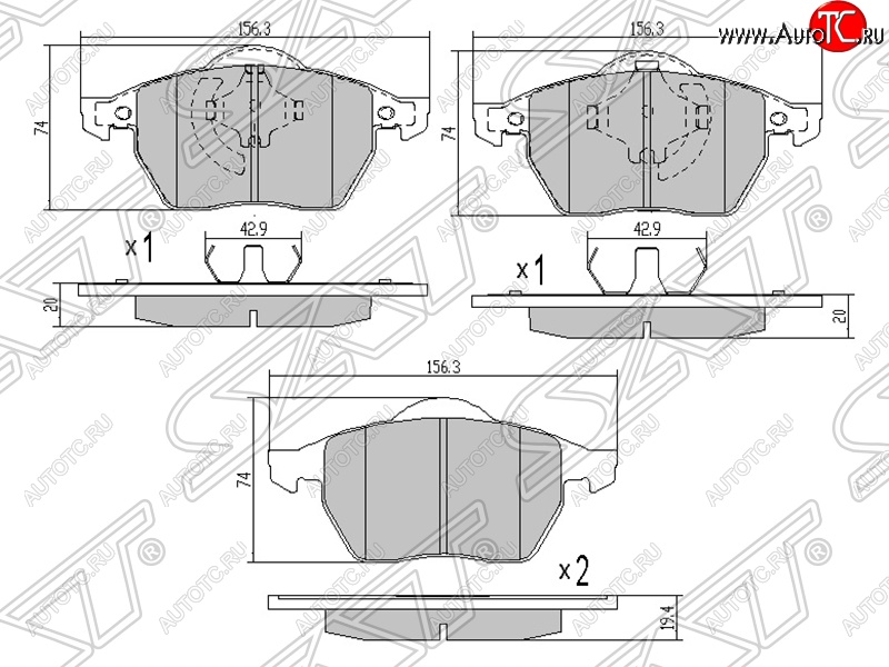 1 139 р. Колодки тормозные SAT (передние)  Skoda Octavia ( Tour A4 1U5,  Tour A4 1U2) (1996-2000) универсал дорестайлинг, лифтбэк дорестайлинг  с доставкой в г. Керчь