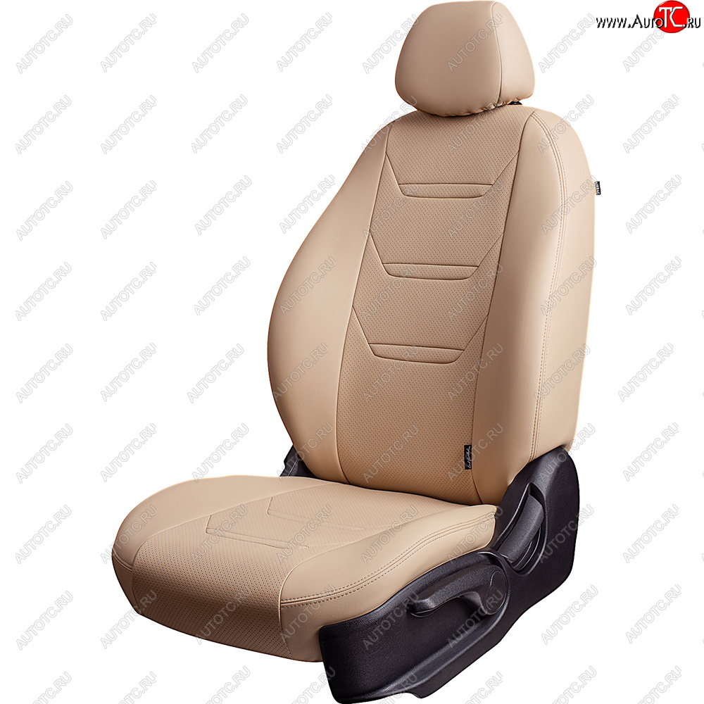 7 549 р. Чехлы для сидений (комплектация Ambition без подлокот-ка) Lord Autofashion Турин 2 (экокожа)  Skoda Octavia  A7 (2012-2020) дорестайлинг лифтбэк, дорестайлинг универсал, рестайлинг лифтбэк, рестайлинг универсал (Бежевый/Бежевый/Бежевый/Бежевый)  с доставкой в г. Керчь