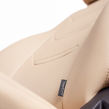 7 549 р. Чехлы для сидений (комплектация Ambition без подлокот-ка) Lord Autofashion Турин 2 (экокожа)  Skoda Octavia  A7 (2012-2020) дорестайлинг лифтбэк, дорестайлинг универсал, рестайлинг лифтбэк, рестайлинг универсал (Бежевый/Бежевый/Бежевый/Бежевый)  с доставкой в г. Керчь. Увеличить фотографию 5