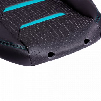 7 399 р. Чехлы для сидений (комплектация Ambition без подлокот-ка) Lord Autofashion Турин 2 (экокожа)  Skoda Octavia  A7 (2012-2020) дорестайлинг лифтбэк, дорестайлинг универсал, рестайлинг лифтбэк, рестайлинг универсал (Чёрный/Чёрный/Бирюзовый/Бирюзовый)  с доставкой в г. Керчь. Увеличить фотографию 6