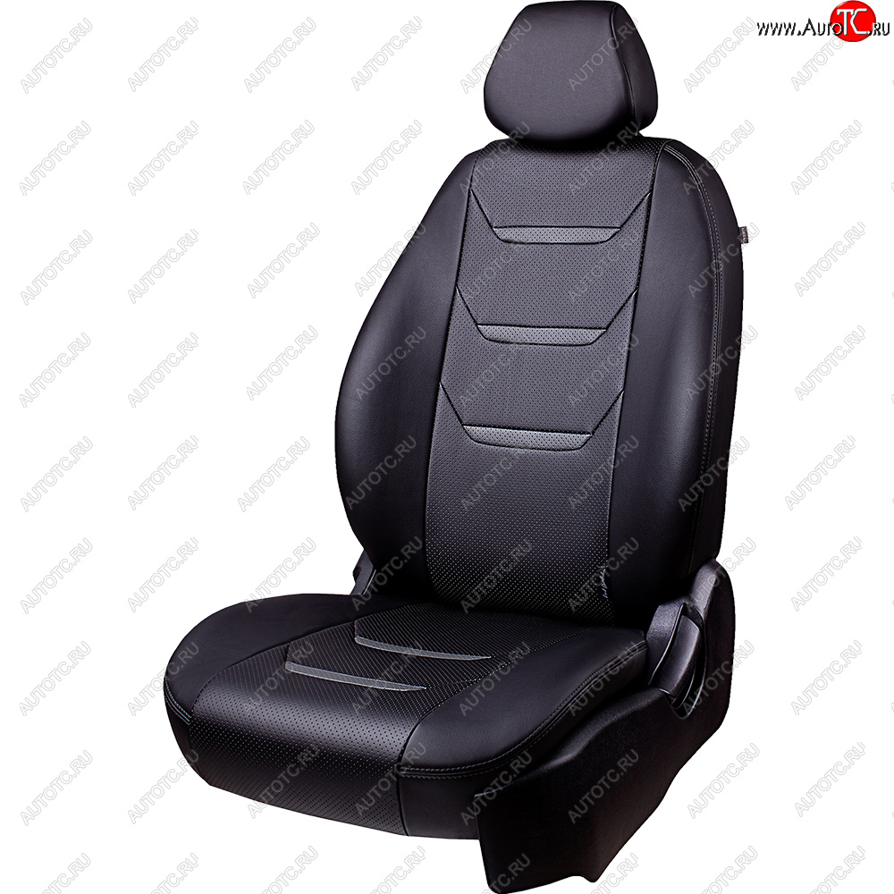 8 999 р. Чехлы для сидений (комплектация Ambition без подлокот-ка) Lord Autofashion Турин 2 (экокожа)  Skoda Octavia  A7 (2012-2020) дорестайлинг лифтбэк, дорестайлинг универсал, рестайлинг лифтбэк, рестайлинг универсал (Серый/Серый/Чёрный/Чёрный)  с доставкой в г. Керчь