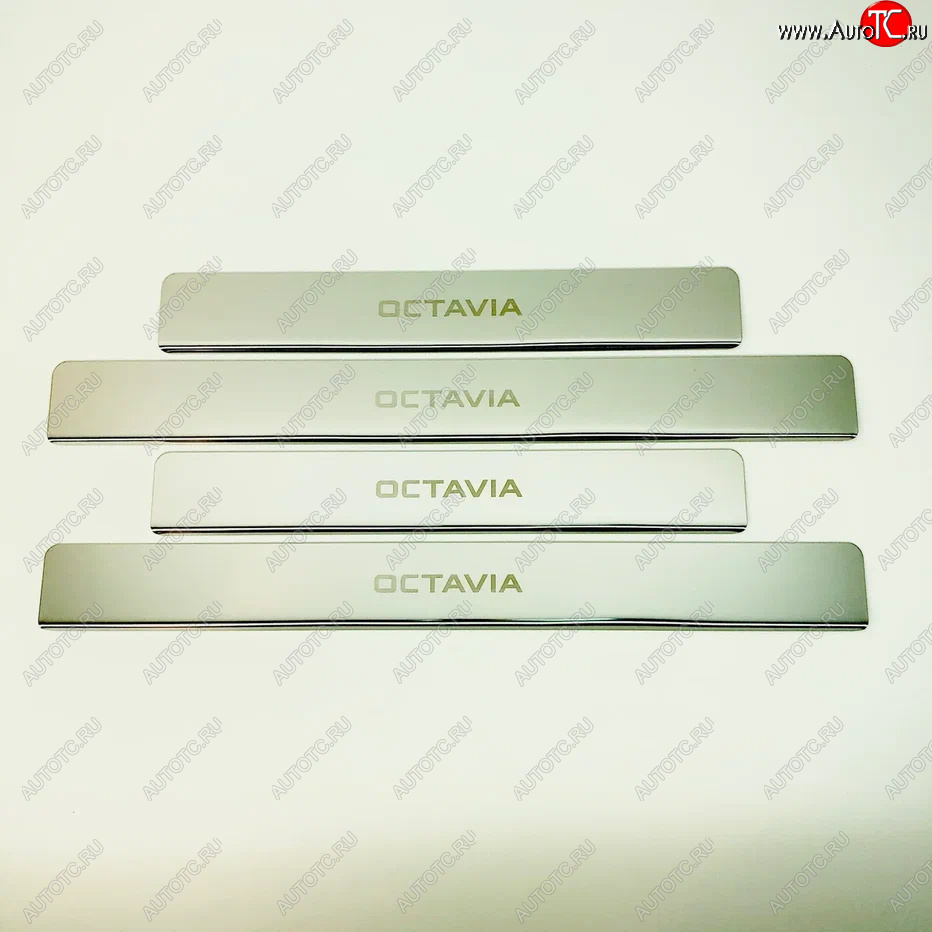 2 179 р. Накладки порожков салона INOX Skoda Octavia A7 рестайлинг универсал (2016-2020) (Нержавеющая сталь)  с доставкой в г. Керчь