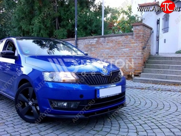 6 299 р. Накладка на передний бампер Splitter Skoda Rapid NH1 хэтчбэк дорестайлинг (2012-2017) (Неокрашенная)  с доставкой в г. Керчь