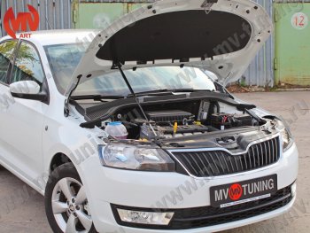 2 969 р. Упор капота MV-Tuning (одинарный)  Skoda Rapid ( NH3,  NH1) (2012-2017) дорестайлинг лифтбэк, хэтчбэк дорестайлинг  с доставкой в г. Керчь. Увеличить фотографию 2
