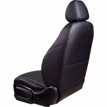 19 649 р. Чехлы для сидений (комплектация Active) Lord Autofashion Байрон (экокожа, сплошная спинка, 3 Г-образных подголовника)  Skoda Rapid ( NH3,  NH1) (2012-2020) дорестайлинг лифтбэк, хэтчбэк дорестайлинг, хэтчбэк рестайлинг, рестайлинг лифтбэк (Черный, вставка черная, строчка черная)  с доставкой в г. Керчь. Увеличить фотографию 3