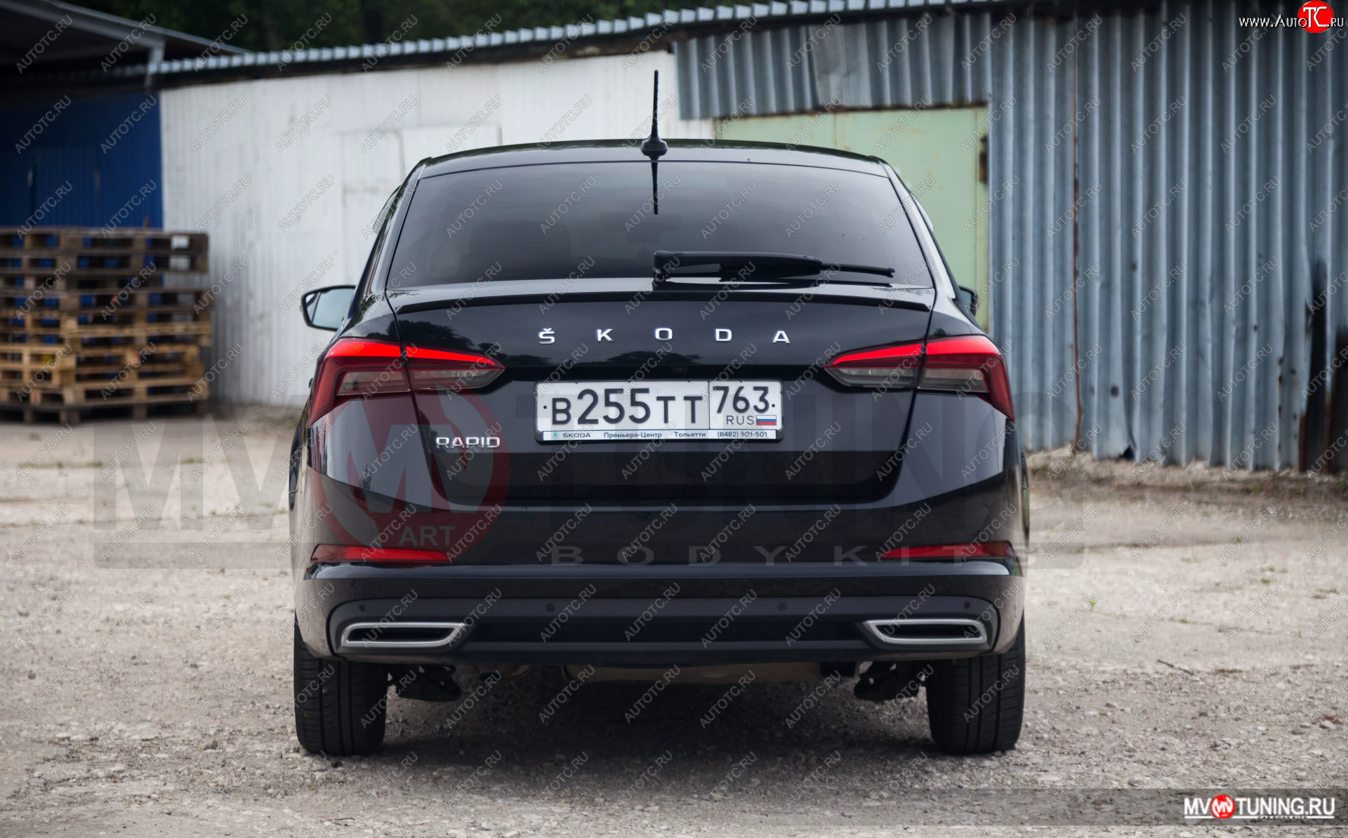 4 199 р. Имитация насадок глушителя RS Style MV-Tuning  Skoda Rapid  MK2 (2019-2025) (SILVER (серебро))  с доставкой в г. Керчь