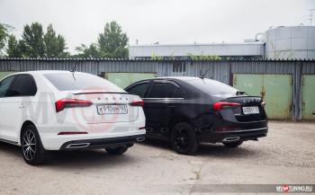 4 199 р. Имитация насадок глушителя RS Style MV-Tuning  Skoda Rapid  MK2 (2019-2025) (SILVER (серебро))  с доставкой в г. Керчь. Увеличить фотографию 3