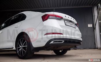 4 199 р. Имитация насадок глушителя RS Style MV-Tuning  Skoda Rapid  MK2 (2019-2025) (SILVER (серебро))  с доставкой в г. Керчь. Увеличить фотографию 4