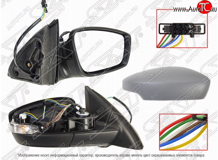2 799 р. Правое зекрало SAT (поворот, регулировка, обогрев, 6 контактов) Volkswagen Polo Mk6 лифтбек (2020-2022) (неокрашенное)  с доставкой в г. Керчь