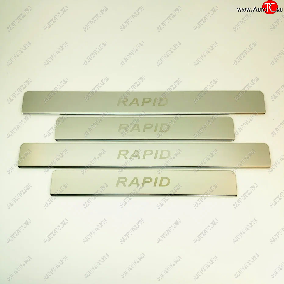 2 179 р. Накладки порожков салона INOX Skoda Rapid NH3 дорестайлинг лифтбэк (2012-2017) (Нержавеющая сталь)  с доставкой в г. Керчь