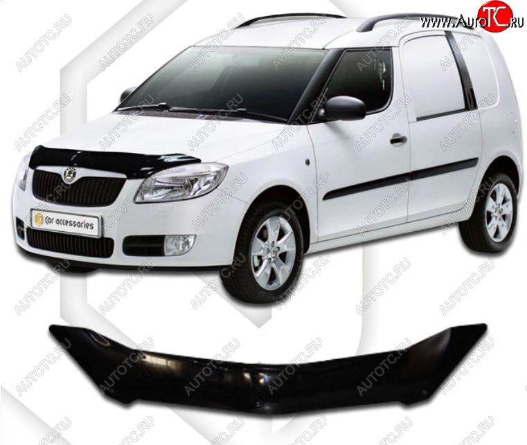 1 389 р. Дефлектор капота CA-Plastic Skoda Roomster 5J дорестайлинг (2006-2010) (Classic черный, Без надписи)  с доставкой в г. Керчь