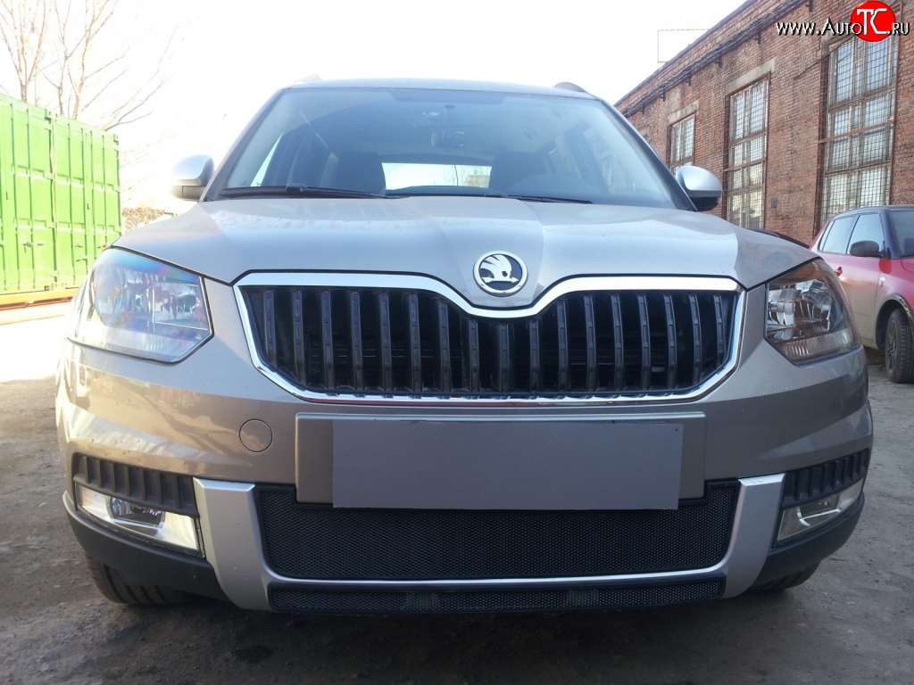 1 399 р. Нижняя сетка на бампер Outdoor Russtal (черная) Skoda Yeti (2013-2018)  с доставкой в г. Керчь