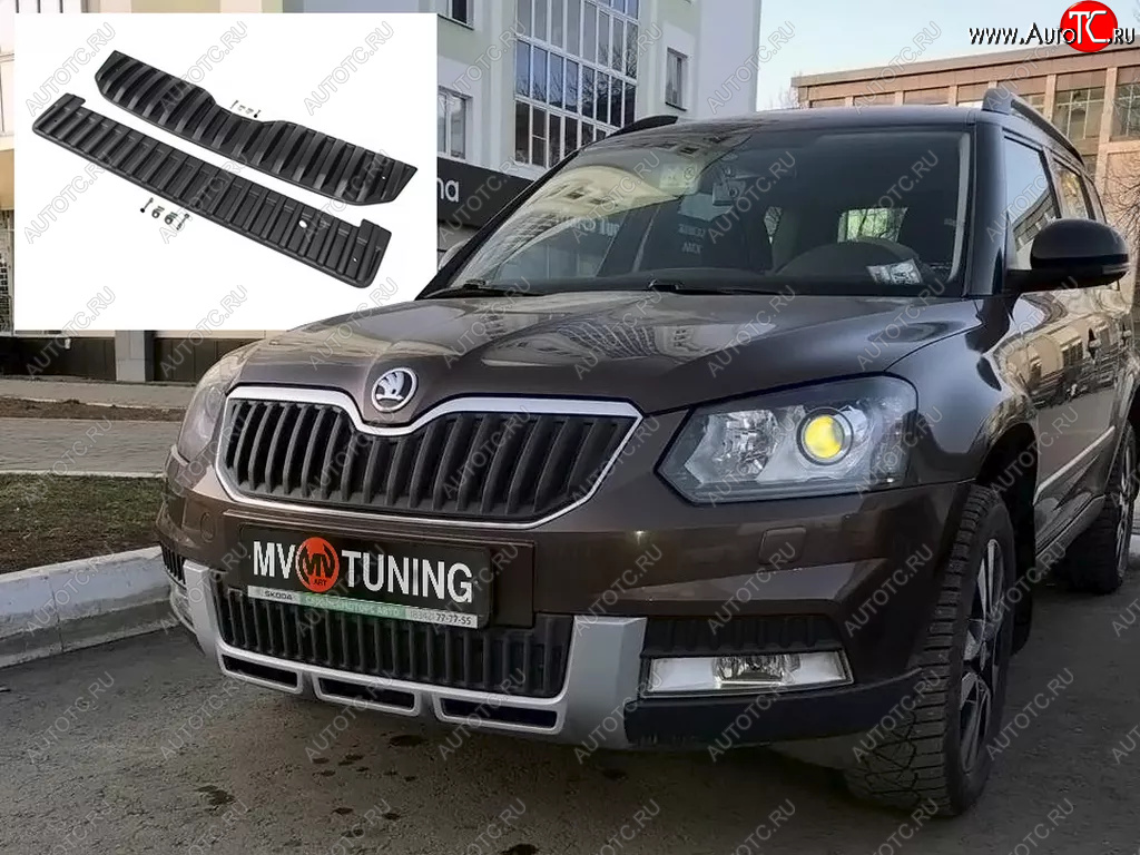 2 999 р. Заглушка решетки радиатора (верхняя, OUTDOOR) MV-Tuning  Skoda Yeti (2013-2018) (Текстурная поверхность)  с доставкой в г. Керчь