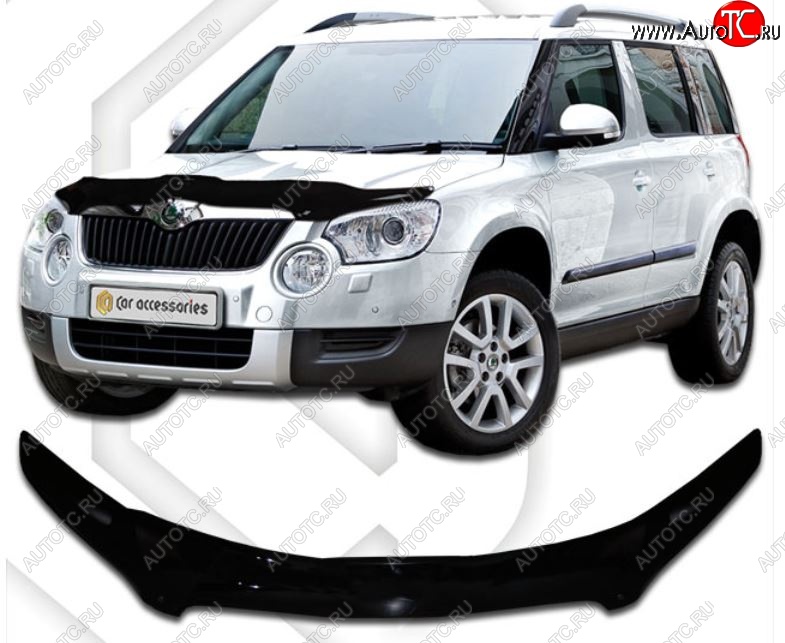 2 159 р. Дефлектор капота CA-Plastic Skoda Yeti (2009-2013) (серия Classic черный, Без надписи)  с доставкой в г. Керчь