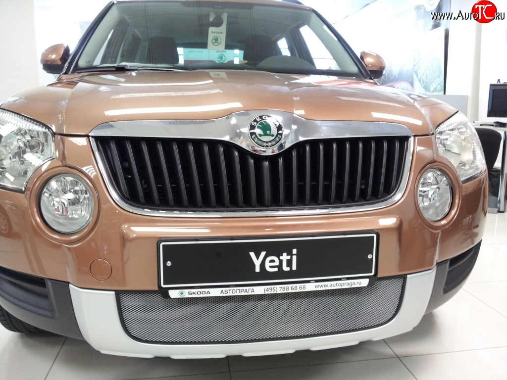 2 199 р. Сетка на бампер Russtal (хром) Skoda Yeti (2009-2013)  с доставкой в г. Керчь