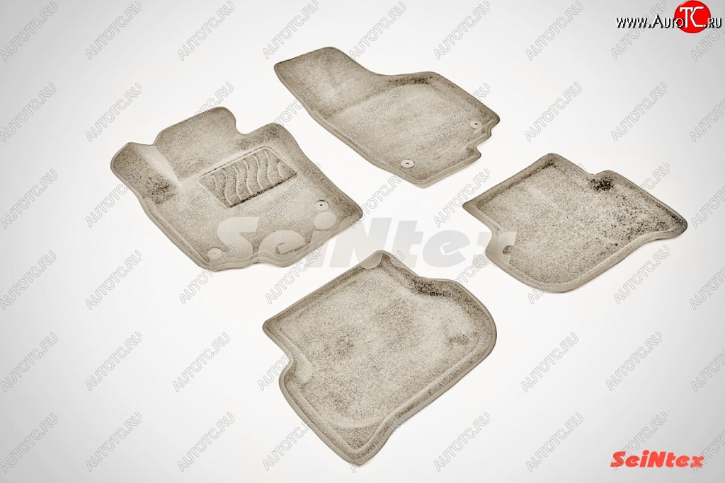 7 649 р. Износостойкие коврики в салон SeiNtex Premium 3D 4 шт. (ворсовые, бежевые)  Skoda Yeti (2009-2013)  с доставкой в г. Керчь