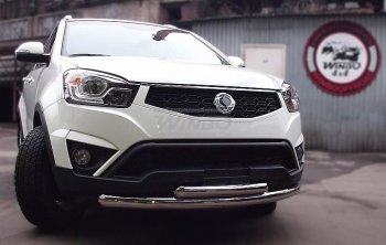 Защита переднего бампера WINBO (Ø76 мм, нержавейка) SSANGYONG Actyon (2013-2021) рестайлинг