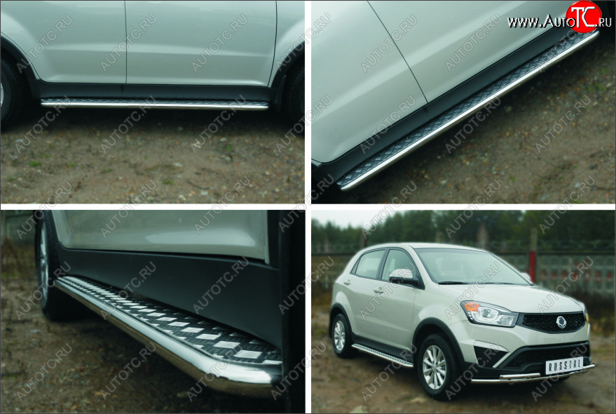 22 999 р. Пороги SLITKOFF d42 с листом  SSANGYONG Actyon (2013-2021) рестайлинг (лист алюминий, труба сталь)  с доставкой в г. Керчь