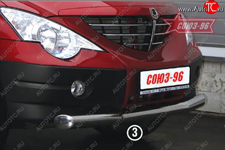 11 924 р. Защита переднего бампера одинарная Souz-96 (d76) SSANGYONG Actyon Sport (2006-2011)  с доставкой в г. Керчь