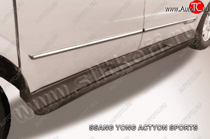 10 199 р. Защита порогов Slitkoff  SSANGYONG Actyon Sport (2012-2025) (Цвет: серебристый)  с доставкой в г. Керчь