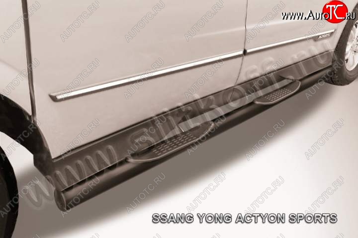 11 999 р. Защита порогов Slitkoff SSANGYONG Actyon Sport (2012-2025) (Цвет: серебристый)  с доставкой в г. Керчь