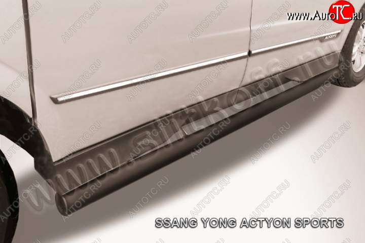 10 349 р. Защита порогов Slitkoff SSANGYONG Actyon Sport (2012-2025) (Цвет: серебристый)  с доставкой в г. Керчь