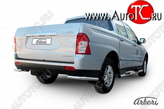 6 722 р. Защита заднего бампера Arbori SSANGYONG Actyon Sport (2012-2025)  с доставкой в г. Керчь