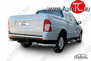 8 909 р. Защита заднего бампера Arbori SSANGYONG Actyon Sport (2012-2025)  с доставкой в г. Керчь