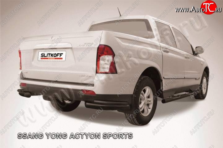7 399 р. Уголки d76+d42 двойные  SSANGYONG Actyon Sport (2012-2025) (Цвет: серебристый)  с доставкой в г. Керчь