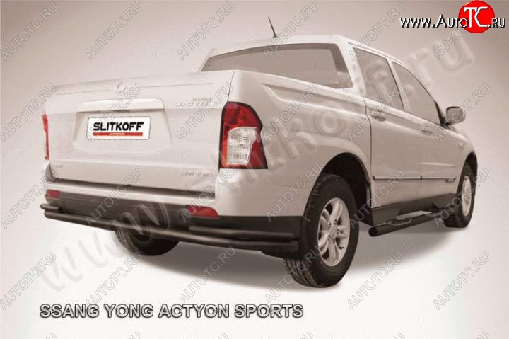 9 999 р. Защита задняя Slitkoff  SSANGYONG Actyon Sport (2012-2025) (Цвет: серебристый)  с доставкой в г. Керчь