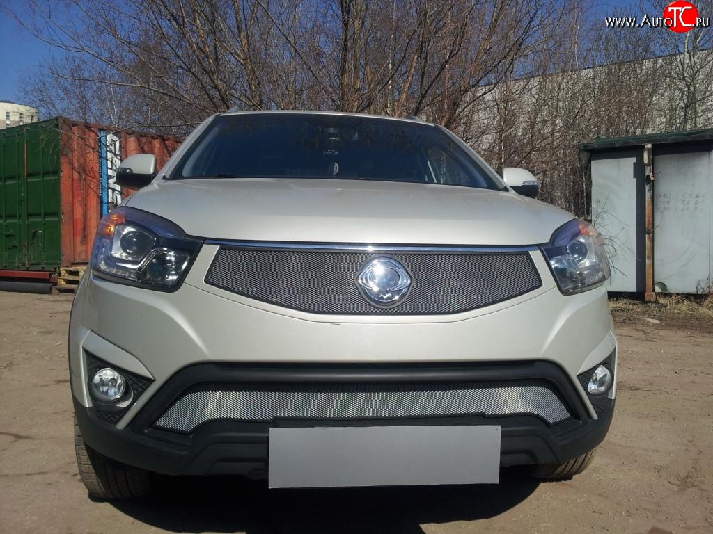 1 539 р. Верхняя сетка на бампер Russtal (хром) SSANGYONG Actyon рестайлинг (2013-2021)  с доставкой в г. Керчь