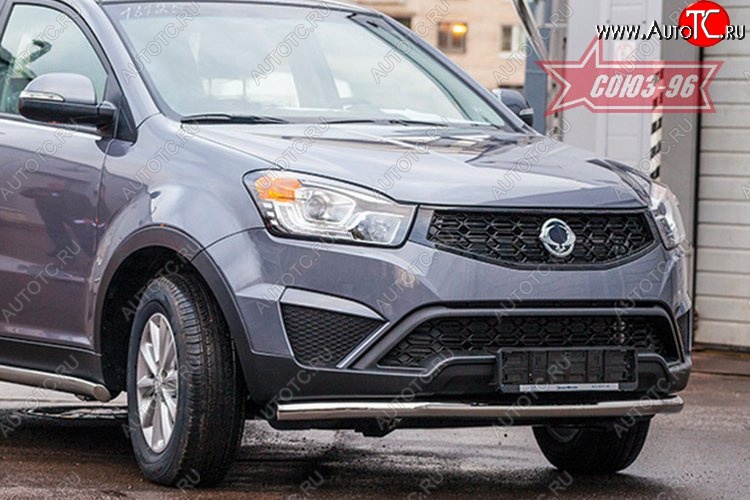 12 329 р. Защита переднего бампера одинарная рестайлинг Souz-96 (d60). SSANGYONG Actyon дорестайлинг (2010-2013)  с доставкой в г. Керчь