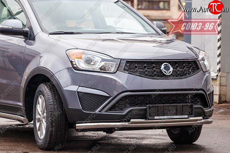 14 264 р. Защита переднего бампера двойная Souz-96 (d60/42). SSANGYONG Actyon рестайлинг (2013-2021)  с доставкой в г. Керчь