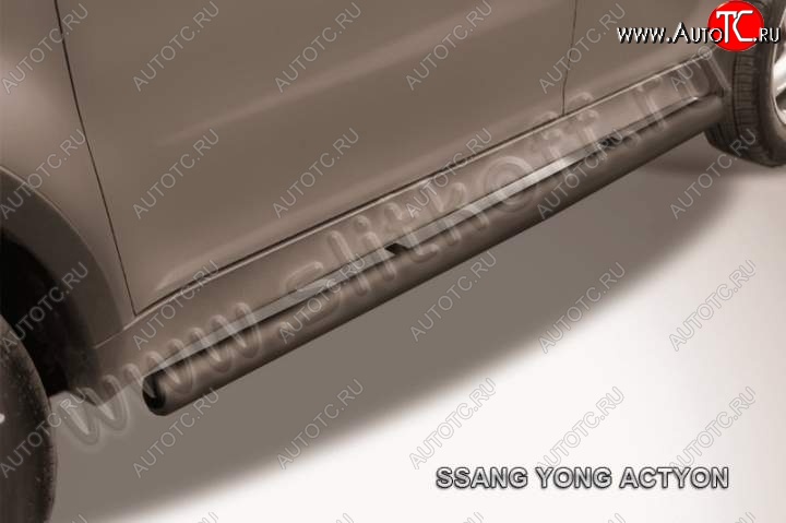 10 599 р. Защита порогов Slitkoff  SSANGYONG Actyon (2010-2013) дорестайлинг (Цвет: серебристый)  с доставкой в г. Керчь