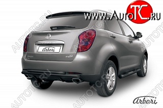 6 029 р. Защита заднего бампера Arbori (черная, 2 трубы d57 и 42 mm) SSANGYONG Actyon дорестайлинг (2010-2013)  с доставкой в г. Керчь